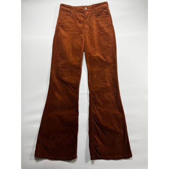 Mavi Women's Los Angeles High-Rise 70s Flare Orange Velvet Pants - 25x30 (27x30) - Picture 1 of 7